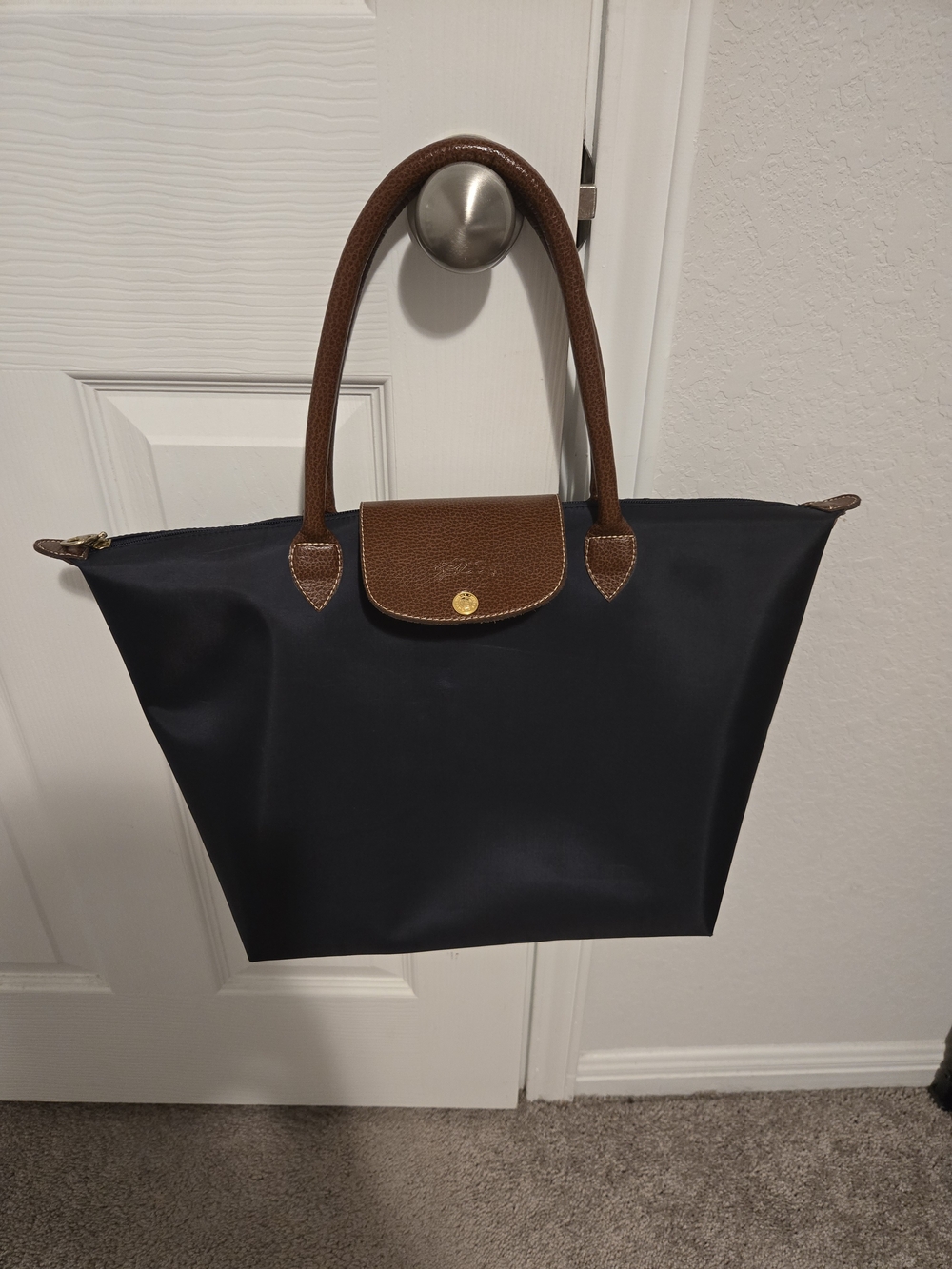 Brown & Navy Women’s Tote Bag - Classic Two-Tone Carryall